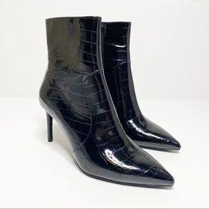 Jeffrey Campbell Khalees Black Croc Boots 7.5 Euc